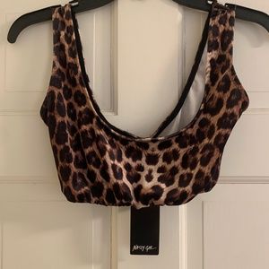 NWT Nasty Gal velvet leopard crop top